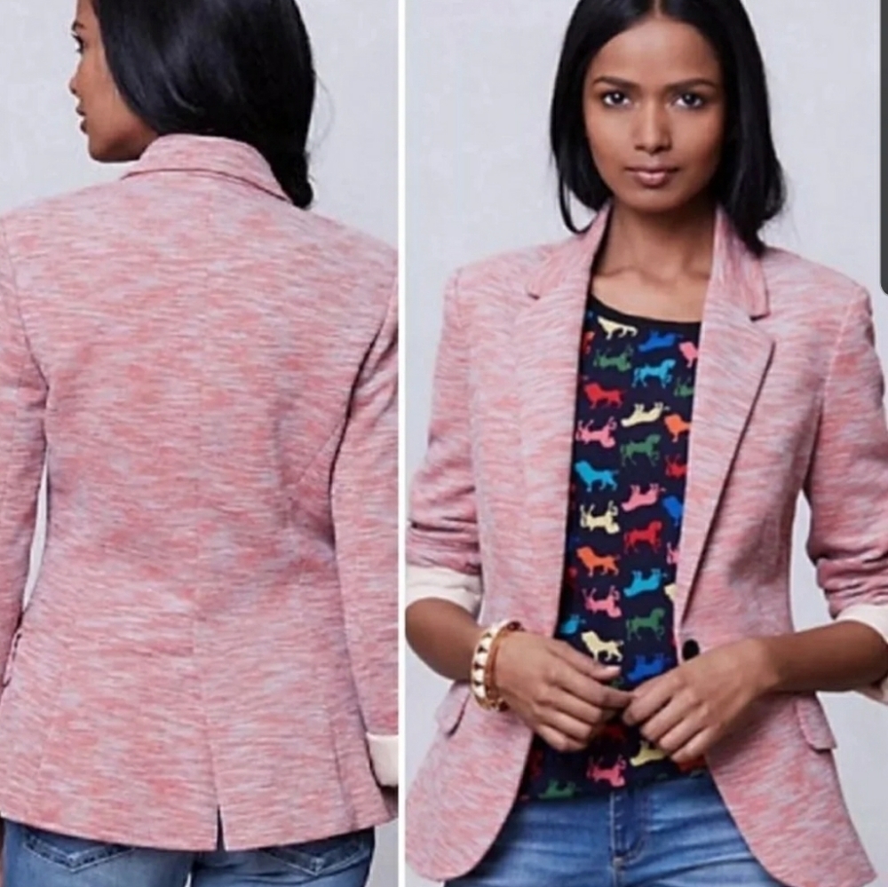 Anthropologie Cartonnier Rose Pink Marble Blazer